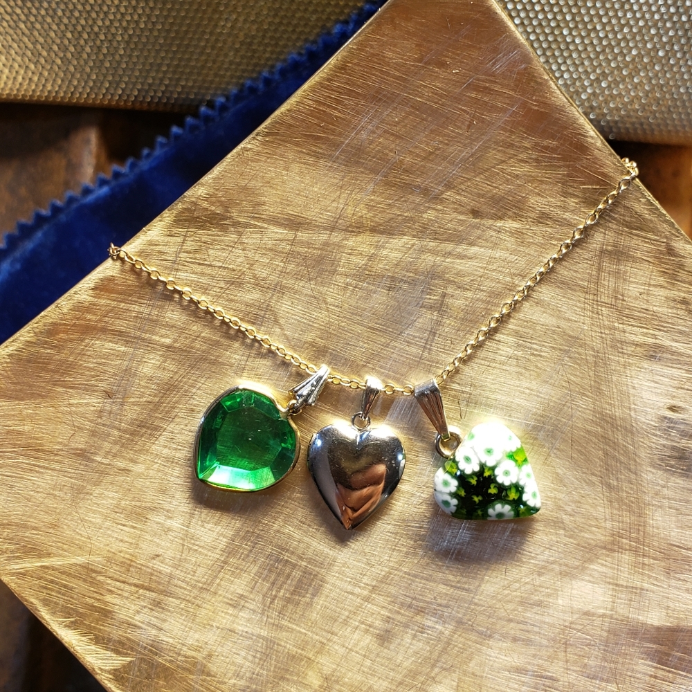 Vintage Hearts Charmed Necklace With Locket